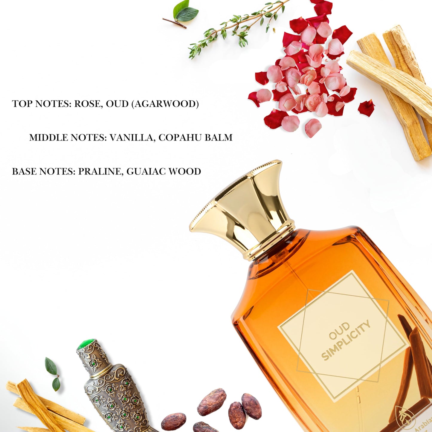 Oud Mood Simplicity 100ml by French Arabian Perfume - Sandalwood and Vanilla Scent - Luxury Arabic Perfume for Women and Men