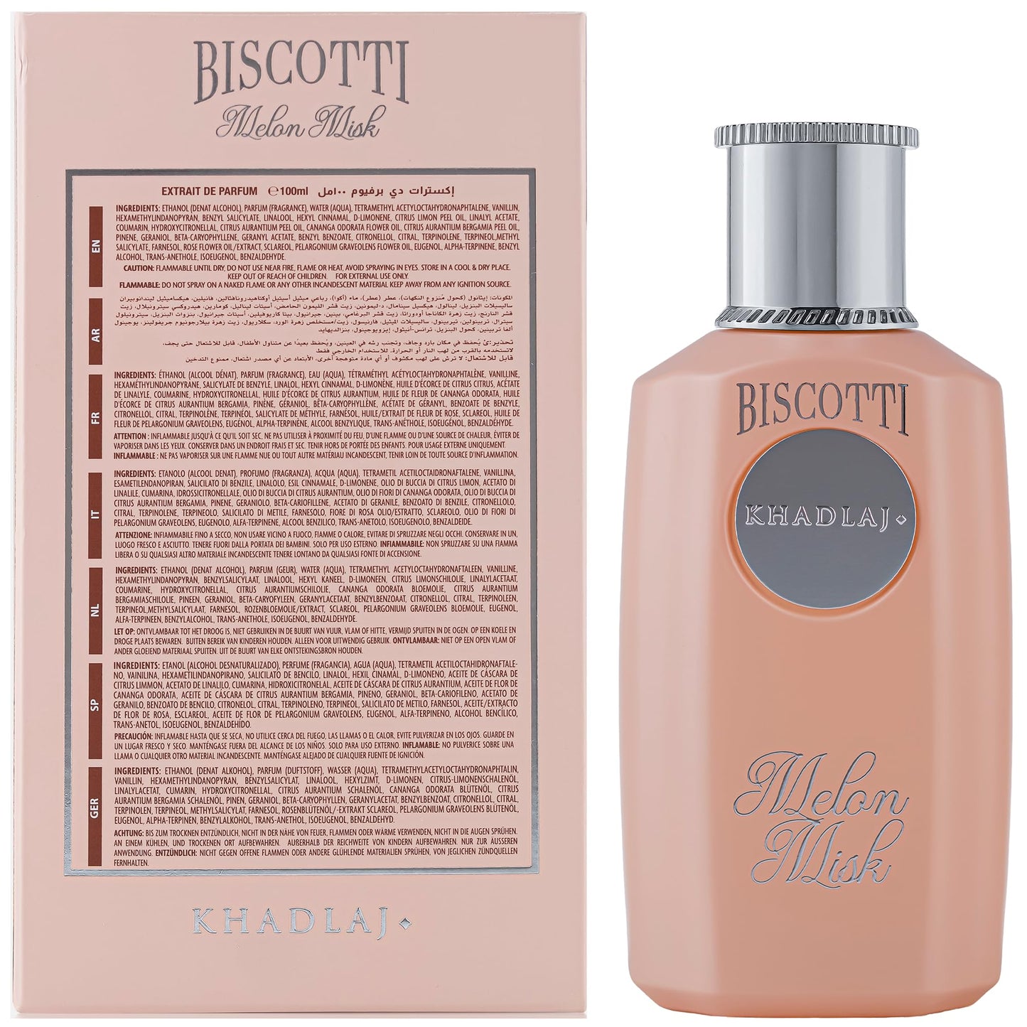 Melon Misk 100ml - Biscotti Collection by Khadlaj - Extrait De Perfume for Women Soft Melon Coconut - Sugar Vanilla Scent