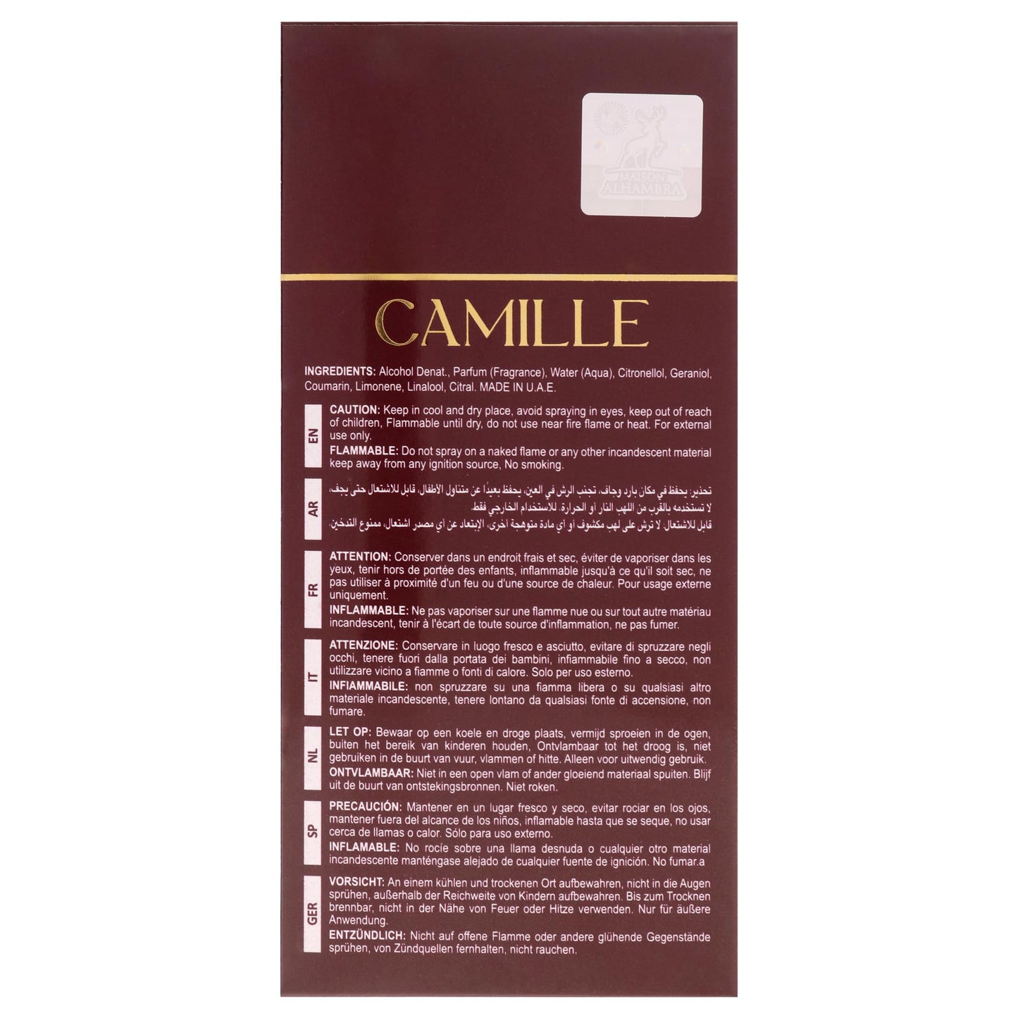 Camille Eau de Parfum for Women, 100 ml, Maison Alhambra
