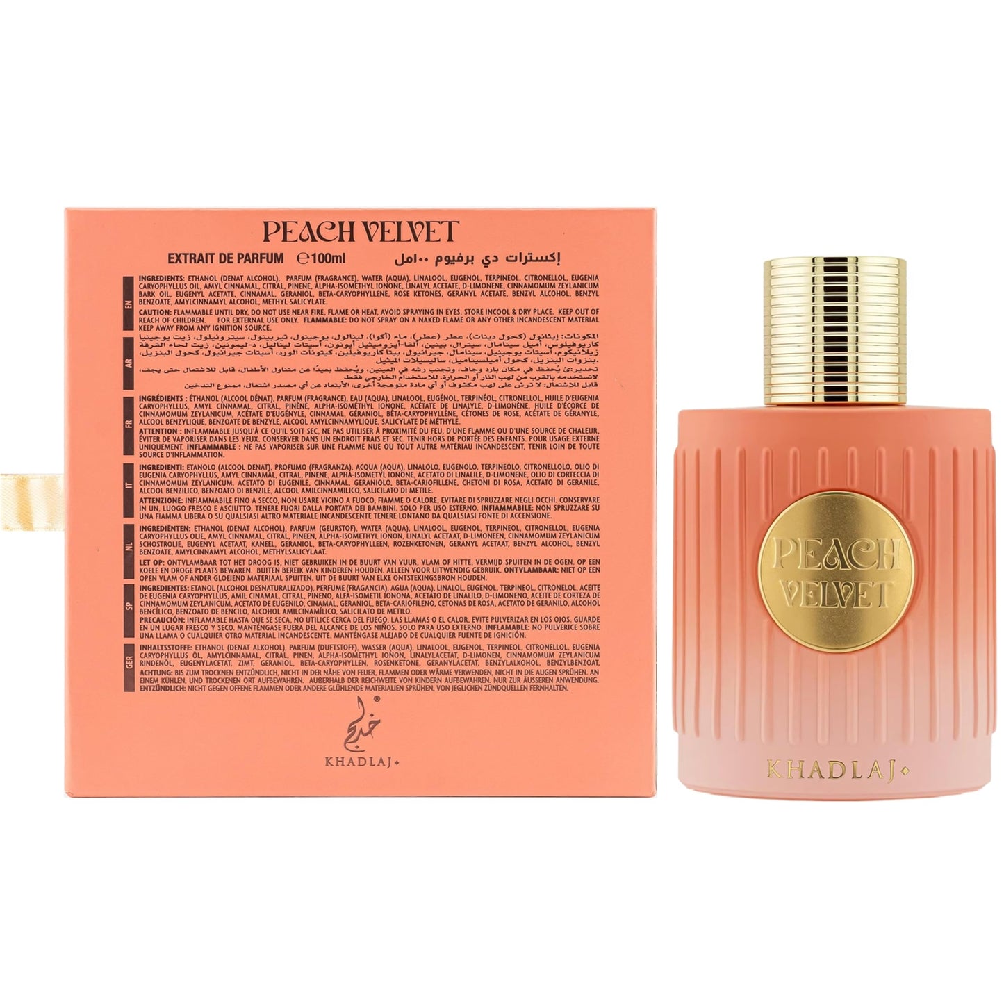 Khadlaj Peach Velvet 100ml Extrait de Parfum for Women - Luxury Fragrance | Fruity, Floral & Musky