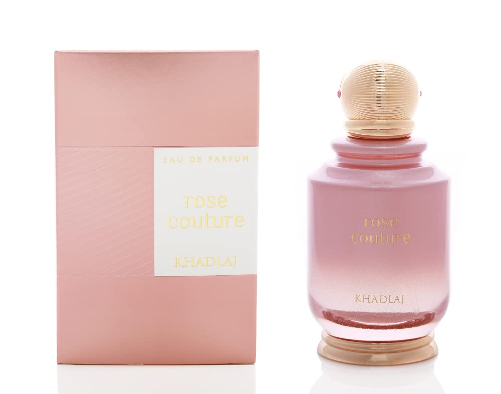 Rose Couture Eau de Parfum Spray 100ml by Khadlaj Perfumes | Floral Fragrance for Women with Notes of Bergamot Lychee Turkish Rose Agarwood and Amber