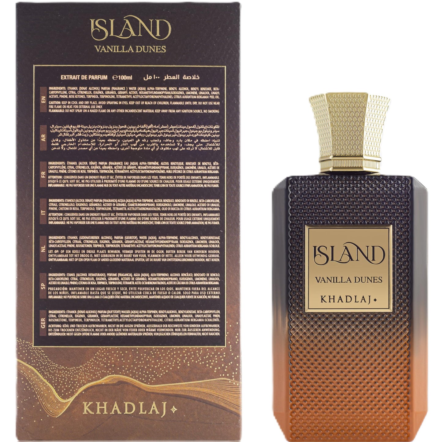 Khadlaj Island Vanilla Dunes 100ml Extrait De Parfum Spray - Warm Spicy Bourbon Vanilla Perfume (Unisex)
