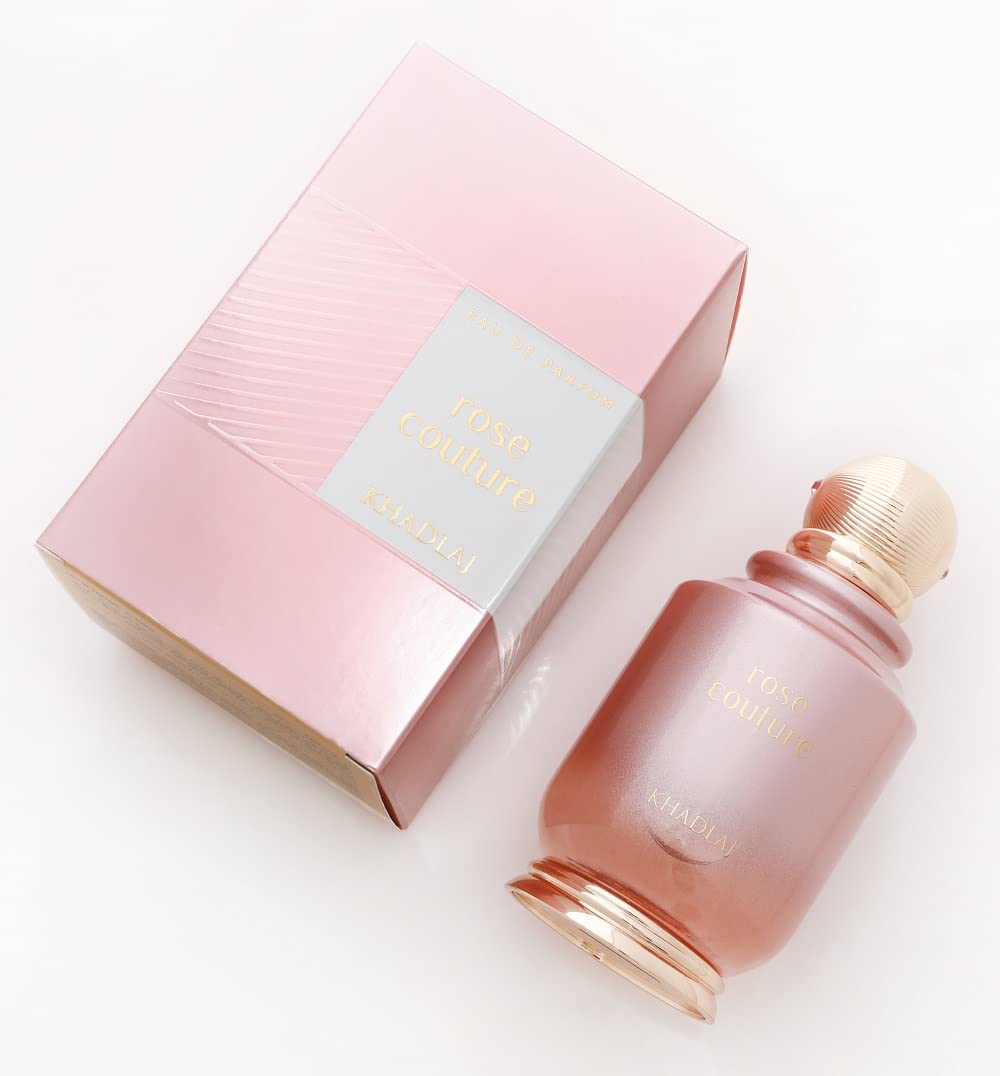 Rose Couture Eau de Parfum Spray 100ml by Khadlaj Perfumes | Floral Fragrance for Women with Notes of Bergamot Lychee Turkish Rose Agarwood and Amber